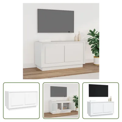 Image de The Living Store Armoire TV Blanc 80x35x45 cm Bois composite
