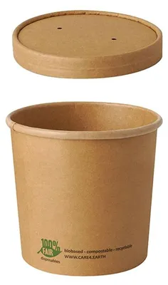 Produktbild von 500 Suppenbecher + Deckel To Go, Pappe "pure" rund 760 ml braun "100% Fair"
