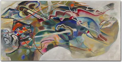 Produktbild von Coloray - Bild aus Glas - Glasbilder - 100 x 50 cm - Gehärtetes Glas Glasblock mit Bild Wohnzimmer Küche Dekoration Wanddekoration - Kandinsky