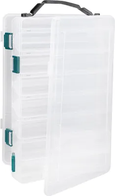 Image de Boîte à appâts de pêche en plastique à double face Boîte de transport de leurres Accessoire de grande capacité (14 fentes)