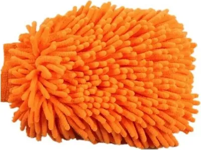 Immagine prodotto di guanti da lavaggio in microfibra 2 in 1, 20 x 13 cm, arancione