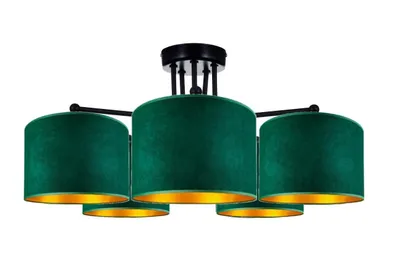 Produktbild von Deckenlampe Grün Lampe Leuchte aus Velours Vintage Modern E27 Designerlauchte 5-flammig N230-E5-G