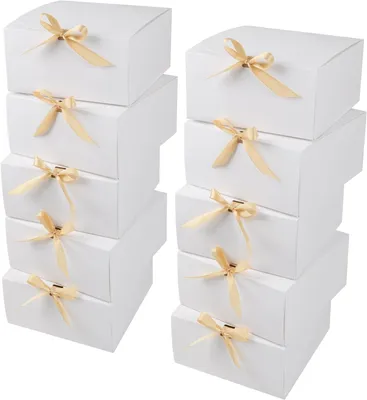 Produktbild von Geschenkboxen mit Deckel, 20x20x10 cm, Set von 10, Weiße Geschenkverpackungen für Geburtstag