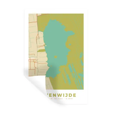 Obrázok produktu pre MuchoWow® Nálepka na stenu - Bovenwijde - Vintage - Mapa mesta - 40x60cm - Samolepiaca a polohovateľná