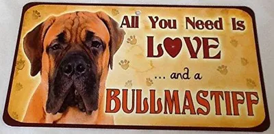 Bullmastiff-Haustierschild – Liebe und Hund, 20x12 cm