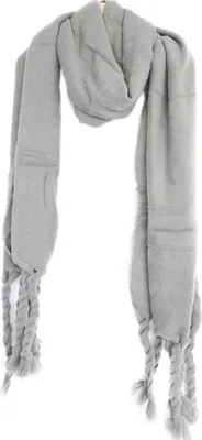 Produktbild von Kuscheliger Schal mit Fransen - einfarbiger Modeschal für Damen, 50 x200 cm Grau