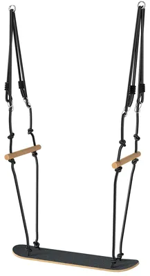 Image de Balançoire en forme de skateboard pour enfant | Couleur : bois naturel | Dimensions : 40 x 79 x 180 cm