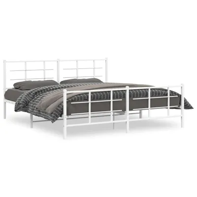 Obrázek produktu pro Postel s čelem a nohou kovová bílá 183x213 cm