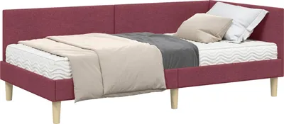 Image de vidaXL Cadre de lit d'angle avec matelas Autres 2 pcs Gris Tissu