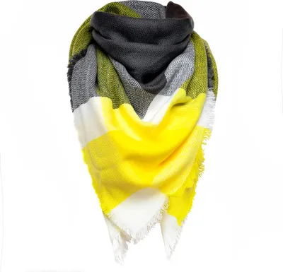 Produktbild von Damen Strickschal kariert Karo XXL Wollschal Oversized Winterschal Autiga® anthrazit-gelb