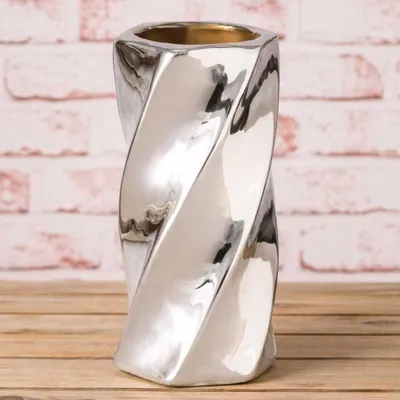Produktbild von AltoBelli Vase LOUISA Silber Keramik 15x8 cm Keramik Blumenvase