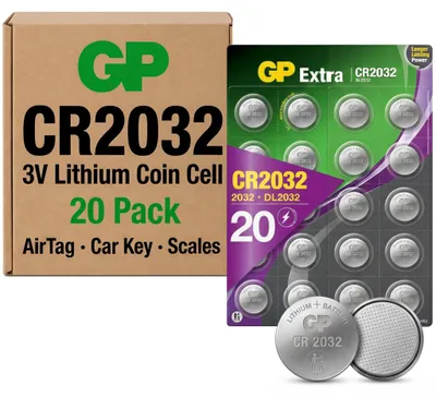 Image de Piles bouton lithium GP Extra CR2032, 3V | Lot de 20 piles CR 2032