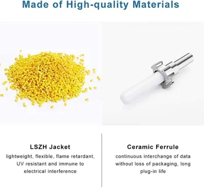 Immagine prodotto di Elfcam - Cavo in fibra ottica da 5 m, cavo patch in fibra ottica LC/APC a LC/UPC, OS2 monomodale, duplex, 9/125 µm, LSZH, giallo