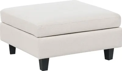 Produktbild von BELIANI Ottomane Hellbeige Stoffbezug mit Schwarzen Beinen Modern Quadratisch Wohnzimmer Schlafzimmer Ausstattung Sitzmöbel Fußhocker