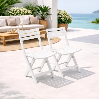 2 Stück Gartenstuhl Klappstuhl Outdoorstuhl Kunststoff Weiß