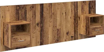 Image de vidaXL Tête de lit avec rangement, 3 pièces, bois de récupération, panneaux de particules