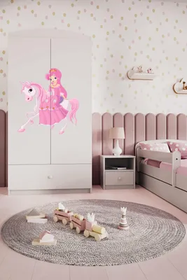 Image de Armoire à vêtements pour enfants Babydreams Armoire à portes battantes Princesse II Blanc