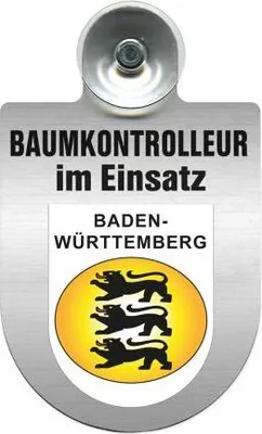 Produktbild von Einsatzschild mit Saugnapf - Baumkontrolleur im Einsatz - 393806 incl. Regionenwappen nach Wahl Color - Region Baden-Württemberg