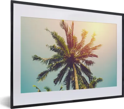 Produktbild von MuchoWow® Gerahmtes Poster Palme - Sommer - Tropisch - Sonne 40x30 cm - Poster mit Schwarzem Bilderrahmen Wandposter Rahmen Foto Bilder - Bilderrahmen - Poster im Rahmen