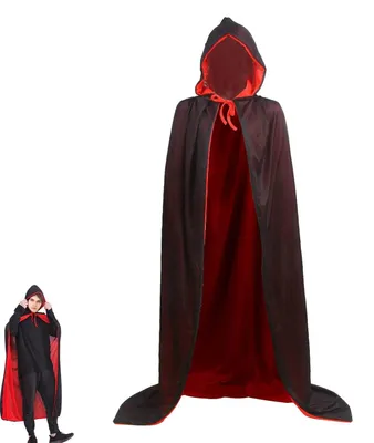 Produktbild von Halloween-Vampirkostüm-Umhang – 160 cm – Kapuzen-Cape für Halloween und Karneval – Horror-Kostüm – Verkleidung für Party, Cosplay und Mottoparty
