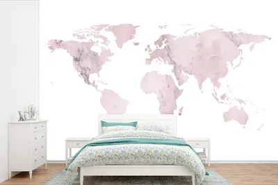 Produktbild von MuchoWow® Fototapete für Wohnzimmer oder Schlafzimmer Wandtapete Vinyl Motivtapete Weltkarte - Marmor - Rosa - 330x220 cm - Fototapeten