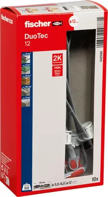 Obrázok produktu pre fischer 542590 fischer DuoTec 12 2K 542590 Universaldübel-Sortiment Ø 12 mm x 46 mm, 10 St.