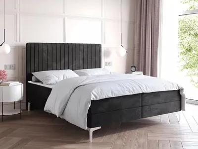 Produktbild von Kontinentales Bett 200x200 HACINA mit Stauraum - schwarz
