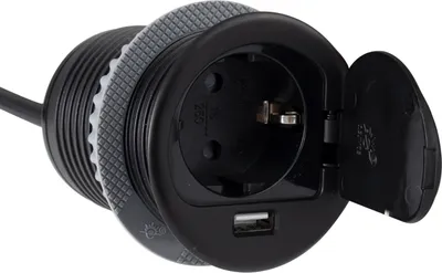 Produktbild von DesignLight Einbausteckdose SINGLE BOX mit USB, schwarz