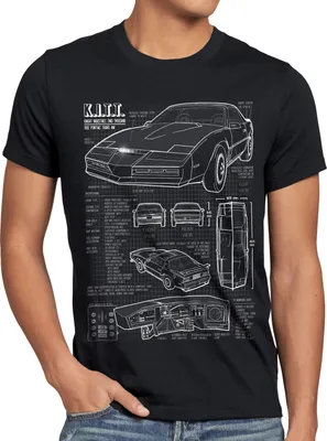 Produktbild von style3 K.I.T.T. Herren T-Shirt blaupause michael knight 2000 black rider