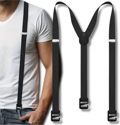 Immagine prodotto di Bretelle elastiche larghe da uomo nere per pantaloni outdoor