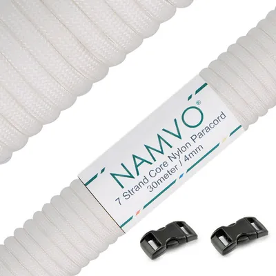 Produktbild von Namvo 550 Paracord Mil Spec Typ III 7 Strang Fallschirm Schnur Gesamtlänge 100ft / 30 Meter - weiß