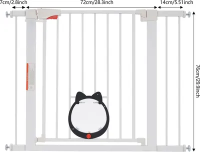 Obrázok produktu pre Detské bezpečnostné mreže a mreže pre psov – Bezpečnostné mreže na dvere/schody – Nastaviteľné 75–103 cm – Otvorenie 180° – Kov – Biela farba