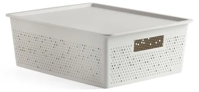 Aufbewahrungsbox 12 L, 30x39x13,5 cm, BPA-frei, weiß, mit Deckel