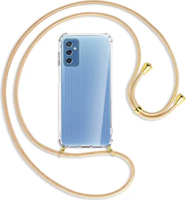 Produktbild von Handykette Backcover-Schutzhülle mit Band (Metall goldfarben) für Samsung Galaxy M52 5G (M526) - Goldkordel