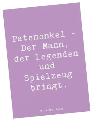 Produktbild von Mr. & Mrs. Panda Grußkarte Spruch Patenonkel Geschenk - Lavendeltraum - Kunstkarten, Patenschaft, handgemacht, Familie, einzelkarte, Ansichtskarten, Postkarten, Freude