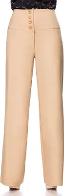 Produktbild von Belsira Stoffhose Damen Marlenehose beige Basics, Rockabilly 100% Polyester S