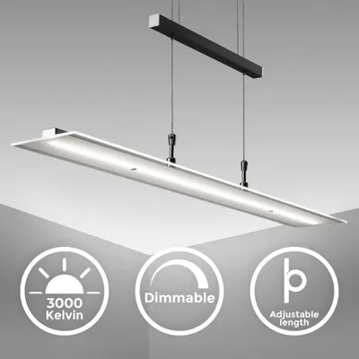 Obrázok produktu pre LED závesné svetlo Výškovo nastaviteľná závesná lampa Stolová lampa z čierneho skla 20W