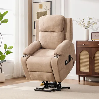 Produktbild von Multifunktionaler elektrischer Relaxsessel mit, taupe, aufstehhilfe, massage, und, wärmefunktion