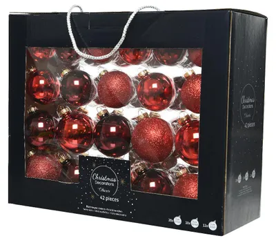 Image de Boule de verre Set 42 pièces rouge - Décoration de Noël Décoration d'arbre