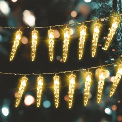 Imagen del producto de Ikodm, juego de 2 cortinas de luces LED con forma de copo de nieve, 40 luces por cortina, 8 modos de iluminación, ideales para decoración interior, Navidad y ventanas, luz cálida