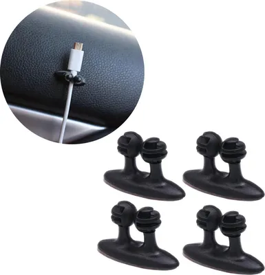 Produktbild von Selbstklebender Kabelhalter - Kabelhalter - Schwarz - 4 Stück - Telefonkabelclip - Kabelklemme - Kabelhalter - Selbstklebender Kabelhalter - CHPN