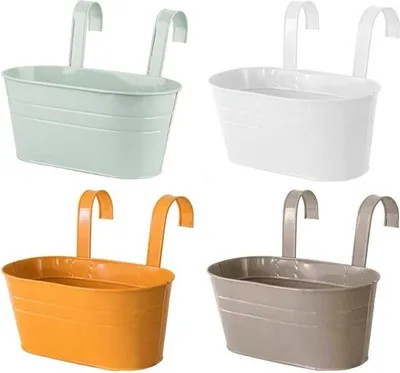 Image de Pots de fleurs suspendus en métal Set de 4 pots de fleurs suspendus 27,5cm Jardin Balcon Crochets