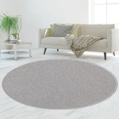 Produktbild von Teppich mit einfarbigen Design in grau Größe - 133 cm Rund