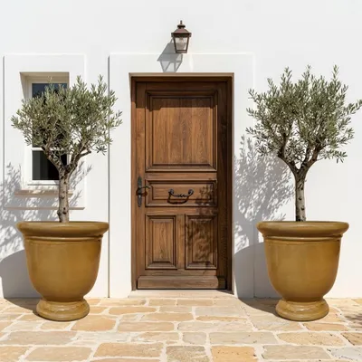Produktbild von Provencelia Keramik Pflanzkübel Titan Ocker, frostbeständig, handgefertigt, glasiert, Outdoor, Garten, Terrasse, winterfest