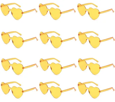 Produktbild von 12 Paar herzförmige Sonnenbrillen für Damen, randlose Herzbrillen, Sonnenbrillen für Junggesellinnenabschiede, Großpackung, Valentinstagsgeschenk