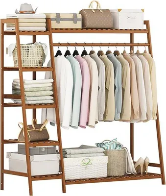 Productafbeelding van Bamboe Kapstok - Open Kledingstandaard voor Kledingopslag (110 x 40 x 140 cm)