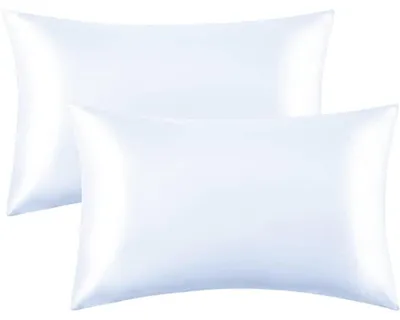 Immagine prodotto di 2 federe per cuscini in raso, colore bianco, 50 x 70 cm