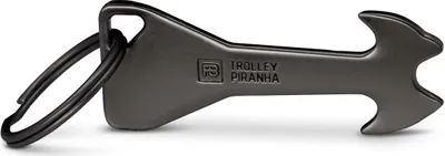 Produktbild von FABACH 1 x Trolley Piranha Einkaufswagenlöser aus Metall in Schwarz - Einkaufswagenchip Schlüsselanhänger - Einkaufschip für Einkaufswagen - Chip abziehbar, Kein Steckenbleiben im Pfandschloss