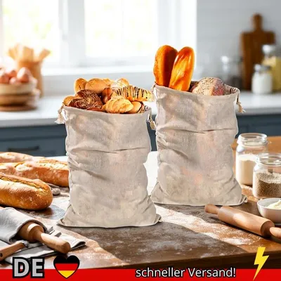 Produktbild von Leinen-Brotbeutel Wiederverwendbar mit Kordelzug für Laib Selbstgemachte