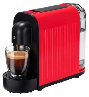 Produktbild von Tchibo Cafissimo NOW Kaffeemaschine Kapselmaschine für Caffè Crema, Espresso und Kaffee | 0,67 l | 1250 Watt | 11,4 x  33,7 x 23,5 cm | Rot